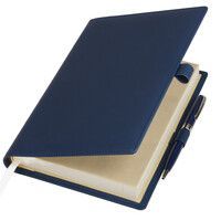 Ежедневник-портфолио Clip, синий, обложка soft touch, недатированный кремовый блок, подарочная коробка, в комплекте ручка Tesoro