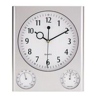 Rectangular wall clock SATURN, silver