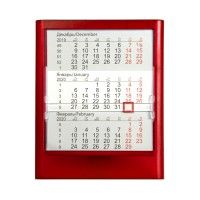 Календарь настольный на 2 года ; прозрачно-красный; 12,5х16 см; пластик; тампопечать, шелкография, красный