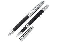 Набор Рейн: ручка шариковая, ручка роллер в футляре черный