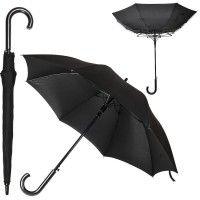 Зонт-трость ANTI WIND, пластиковая ручка, полуавтомат, черный