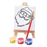 Набор для раскраски "Дед Мороз":холст,мольберт,кисть, краски 3шт, белый