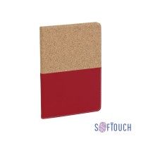 Блокнот "Фьюджи" уценка, формат А5, покрытие soft touch+пробка, красный