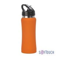 Бутылка для воды "Индиана", покрытие soft touch, 0,6 л., оранжевый