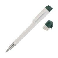 Ручка с флеш-картой USB 8GB «TURNUS M», белый с темно-зеленым