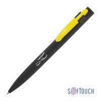 Ручка шариковая "Lip", черный/оранжевый, покрытие soft touch, черный с желтым