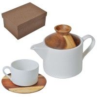 Набор "Andrew":чайная пара и чайник в подарочной упаковке, коричневый, белый