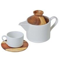 Набор "Andrew": чайная пара и чайник, коричневый, белый