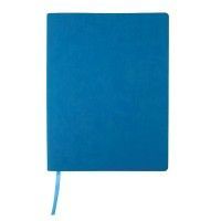 Бизнес-блокнот "Biggy", B5 формат, голубой, серый форзац, мягкая обложка, в клетку, голубой