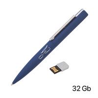 Ручка шариковая "Callisto" с флеш-картой 32Gb, покрытие soft touch, темно-синий