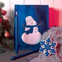 Набор подарочный NEWSPIRIT: сумка, свечи, плед, украшение, синий, синий
