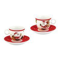 Набор чайный "Новогодняя сказка" на 2 персоны (чайные пары), красный с белым