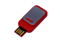 USB-флешка промо на 64 ГБ прямоугольной формы, выдвижной механизм, красный