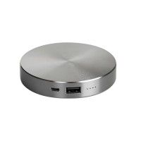 Универсальный аккумулятор "UFO" (6000mAh) в подарочной коробке,темно-серый,8,6х1,5 см,металл, серебристый