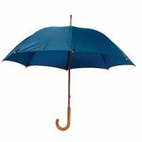 Зонт-трость механический, деревянная ручка, темно-синий