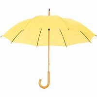 Зонт-трость механический, деревянная ручка, желтый