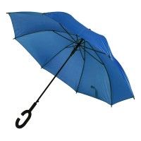 Зонт-трость HALRUM, пластиковая ручка, полуавтомат, синий