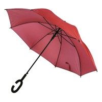 Зонт-трость HALRUM, пластиковая ручка, полуавтомат, красный