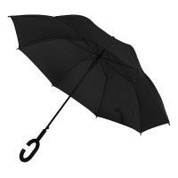 Зонт-трость HALRUM, пластиковая ручка, полуавтомат, черный