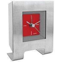 Часы настольные "Дизайн" с будильником, красный, серебристый