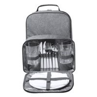 Набор для пикника KAZOR: рюкзак и посуда из пластмасс, полиэстер 600D RPET / PEVA, серый