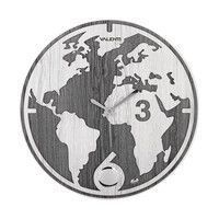 Часы настенные Карта мира, черный с белым