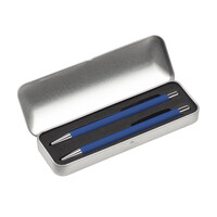 Набор "Aurora" (ручка+карандаш), покрытие soft touch, темно-синий/серебристый