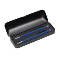 Набор "Aurora" (ручка+карандаш), покрытие soft touch, темно-синий с черным
