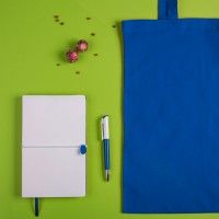 Набор подарочный WHITE&YOU: бизнес-блокнот, ручка, сумка, бело-синий, белый, синий