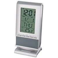 Часы - календарь- термометр  "Прогноз" с подсветкой, серый