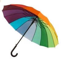 Зонт-трость "Радуга", пластиковая ручка, полуавтомат, разные цвета