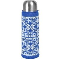 Чехол вязаный на бутылку/термос "Зимний орнамент", синий