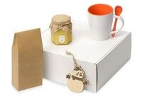 Подарочный набор с чаем, кружкой, медом и новогодней подвеской Чайная церемония, оранжевый