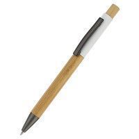 Ручка &quot;Авалон&quot; с корпусом из бамбука и софт-тач вставкой-S, белый