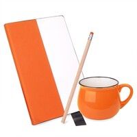 Подарочный набор LAST SUMMER: бизнес-блокнот, кружка, карандаш чернографитный, оранжевый, белый, оранжевый