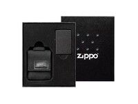 Набор ZIPPO: чёрная зажигалка Black Crackle® и чёрный нейлоновый чехол, в подарочной коробке