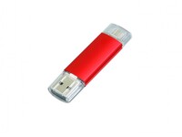 USB-флешка на 16 Гб.c дополнительным разъемом Micro USB, красный