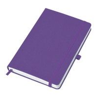 Бизнес-блокнот "Justy", 130*210 мм, ярко-фиолетовый,  твердая обложка,  резинка 7 мм, блок-линейка, фиолетовый