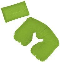 Подушка ROAD надувная дорожная в футляре; ярко-зеленый; 43,5х27,5 см; твил; шелкография, зеленое яблоко