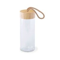 Бутылка для воды "Simple", 19 см, бамбук, стекло, бежевый