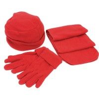 Флисовый набор "Метель" шапка, шарф, перчатки, красный