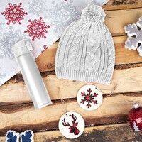Подарочный набор WINTER TALE: шапка, термос, новогодние украшения, белый, белый