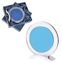 Стела наградная "Round" в подарочной упаковке, прозрачный, синий