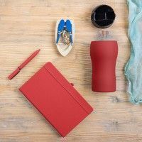 Набор подарочный SILKYWAY: термокружка, блокнот, ручка, коробка, стружка, красный, красный