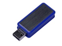 USB-флешка промо на 64 Гб прямоугольной формы, выдвижной механизм, синий