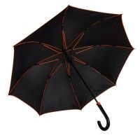 Зонт-трость BACK TO BLACK, пластиковая ручка, полуавтомат, черный, оранжевый