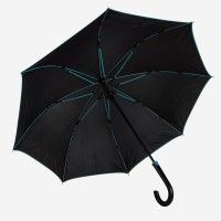 Зонт-трость BACK TO BLACK, пластиковая ручка, полуавтомат, черный, голубой