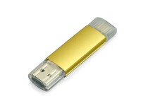 USB-флешка на 64 ГБ.c дополнительным разъемом Micro USB, золотой