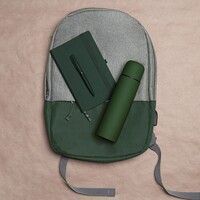 Набор подарочный HIKER: ежедневник, ручка, термос, рюкзак, зеленый, зеленый