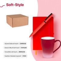 Набор подарочный SOFT-STYLE: бизнес-блокнот, ручка, кружка, коробка, стружка, красный, красный
